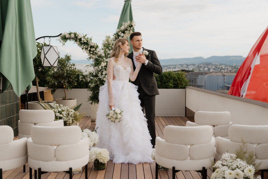 Roof terrace of the Mandarin Oriental wedding venue in Zurich